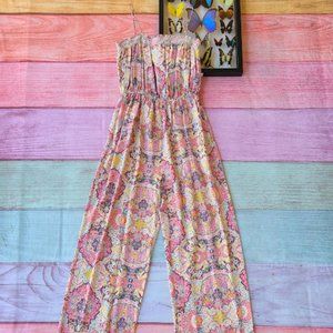 Paul & Joe Strapless Floral Print Jumpsuit in Pink, Yellow, Blue